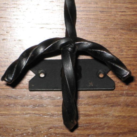 Vintage Antique French Portmanteau Black Turned Cast Iron Coat Pan Hook - Picture 2 of 6